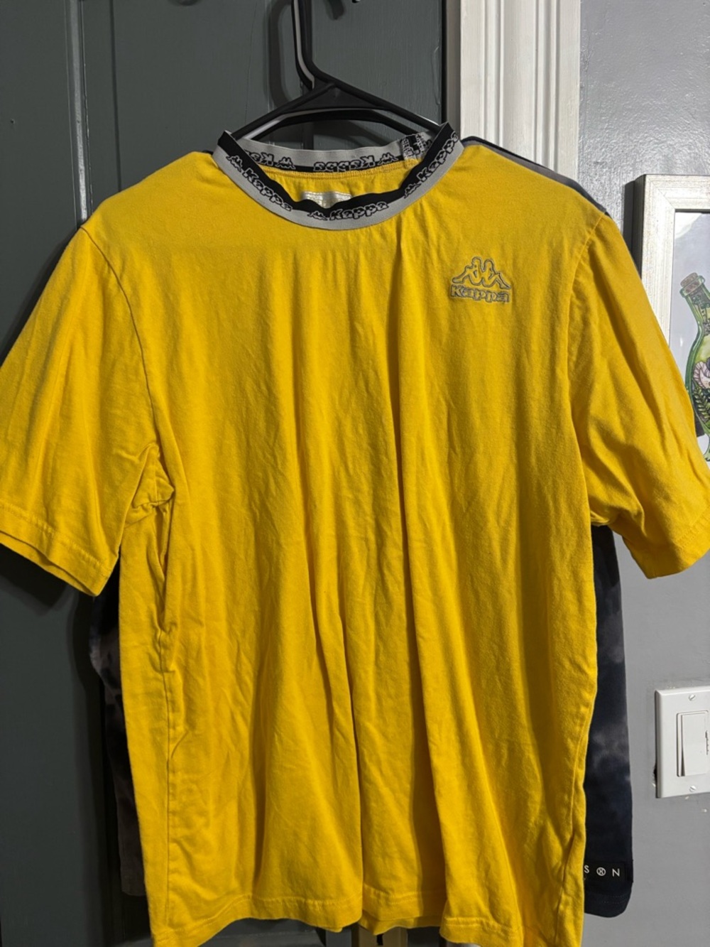Kappa Men’s Yellow Logo Crewneck T-Shirt with Black Trim